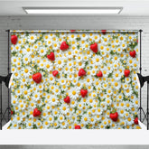 Lofaris Daisy Blooming With Strawberry Spring Backdrop